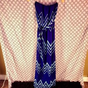 Audition blue  strapless maxi dress